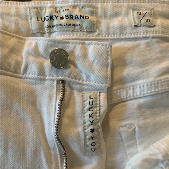 Lucky Brand White Jean Shorts with Frayed Hem - Picture 2 of 5